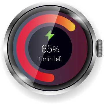 Circular Smartwatch Charging Interface with Gradient Progress Indicator Stock Illustration