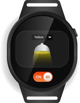 Circular Smartwatch Flashlight Interface with Color Selection and Toggle Illustrazione stock