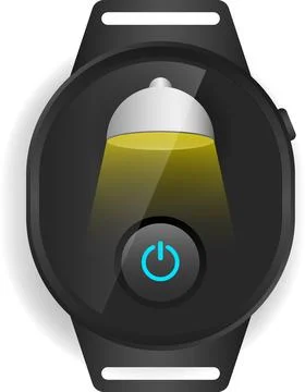 Circular Smartwatch Interface for Flashlight Function with Power Button 스톡 일러스트