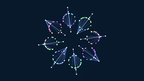 Circular snowflake lines and dots form a striking monochrome pattern 動画素材 267051763