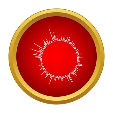 Circular sound wave equalizer icon in red gold button Stock Illustration