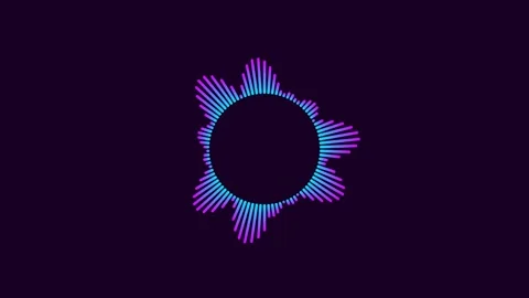 Circular sound wave visualization with blue and purple glowing neon lights Stock-Footage 335117775