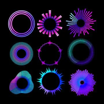 Circular soundwave equalizer collection vector abstract design 스톡 일러스트