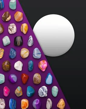 Circular Space on Gemstones Background Composition 3D illustration Render Illustrazione stock