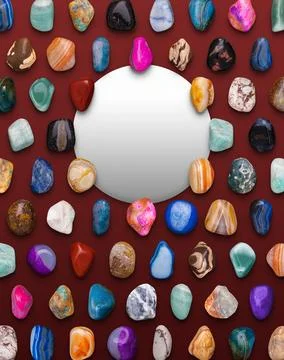 Circular Space on Gemstones Background Composition 3D Stock Illustration