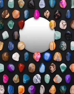 Circular Space on Gemstones Background Composition 3D illustration Render Illustrazione stock
