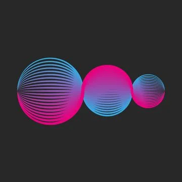 Circular spherical shapes logo from a grid of thin lines scientific technol.. 库存插图