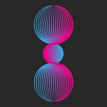 Circular spherical triple shapes logo from a circular grid of thin lines sc.. Stock Illustration