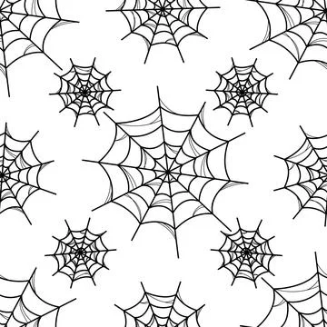 Circular spider web. Sketch. Seamless vector pattern. Stock Illustration