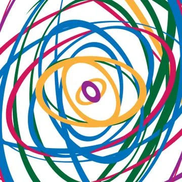 Circular spirally abstract pattern with colorful ellipses. Random circles Illustrazione stock