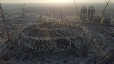 Circular Stadium Structure Under Construction in Saudi Arabia Stockbeeldmateriaal 334572396
