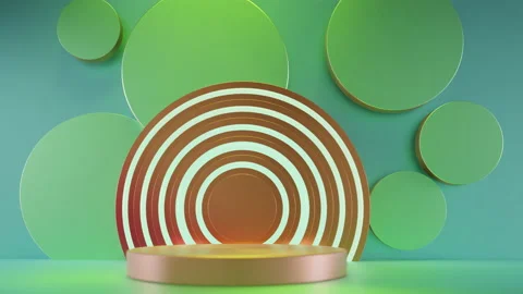 Circular stage with discs that move in the background Stock Footage 224164676