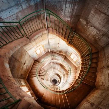 Circular Staircase in an Old Tower Stock Photos