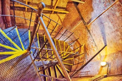 Circular staircase in old Tower St.Stephen Basilica in Budapest. Stock Photos