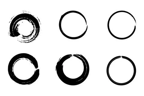 Circular stamp frames and hand-drawn elements in a vector set. Stock Illustration