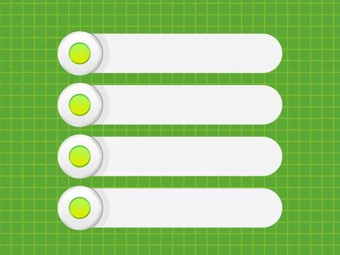 Circular step list in green grid style for to do and progress display Stock Illustration