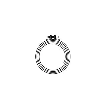 Circular stitching hoop outline icon with white background Stock Illustration