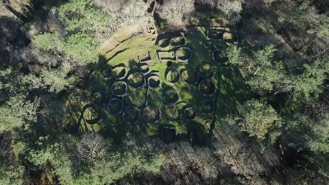 Circular Stone Foundations Of Ancient Iron Age Settlement Video stock 334999610