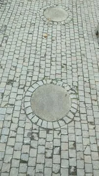 Circular stone pattern gray texture outside outdoor street Stock Photos