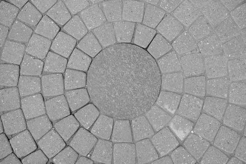 Circular stone pavement texture background from the top view Stock Photos