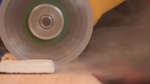 Circular Stone Saw in Action. Stock Footage