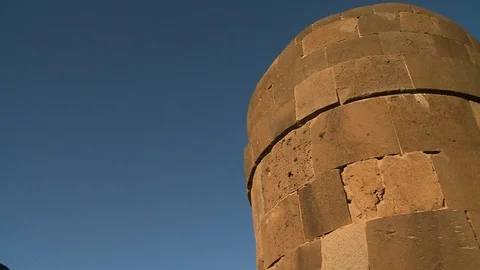 Circular Structure Made of Stones Stock Footage 110268172