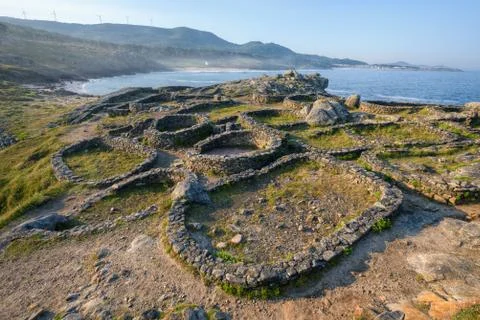 Circular structures in the Celtic settlement of Barona Stock Photos