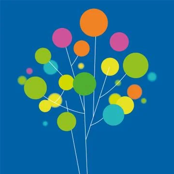 Circular stylized branch over blue blackground. Isolated. Stock Illustration