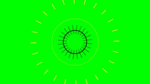 A circular sunburst design featuring yellow rays on a vibrant green backgroun Stock Footage 341822745