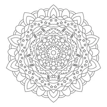 Circular symmetric ethnic patternisolated on white background. Stock Illustration