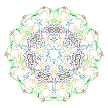 Circular symmetric mandala on white background. Illustration of pattern color Stock Illustration