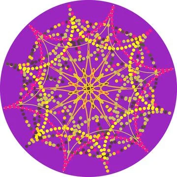 Circular symmetrical color pattern of lines and circles. Vector pattern for f Illustrazione stock