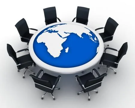 Circular table and abstract earth (done in 3d) Stock Illustration