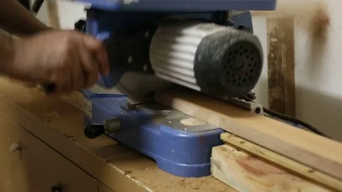 Circular Table Saw Cutting Wood in Carpenter Workshop Stock Footage 84646004