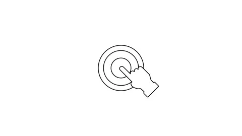Circular Target Icon with Hand Pointer Click Animation Stock Footage 335576544