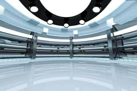 Circular technological structure building, 3d rendering. Stock Illustration