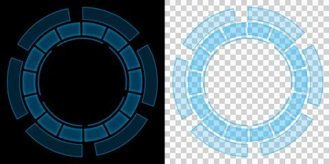 Circular Technology Interface Ring Blue Futuristic with Segmented HUD Elements f 库存插图