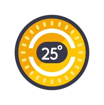 Circular temperature control icon showing twenty five degrees Stock Illustration