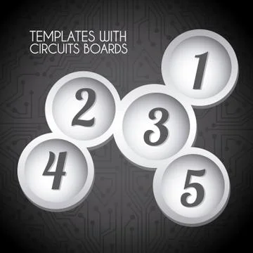 Circular templates over circuit background vector illustration Illustrazione stock