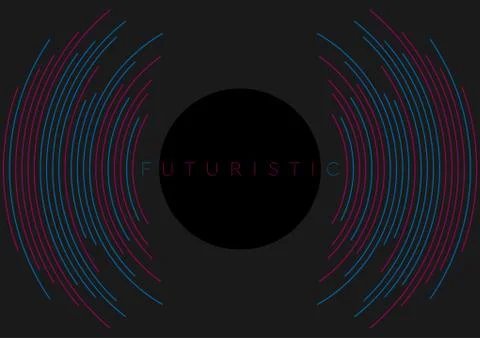 Circular thin lines abstract futuristic tech background Stock Illustration