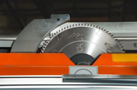 Circular toothed blades Elements A precision circular saw cutting machine Stock Photos