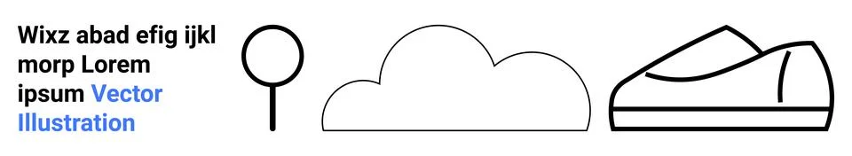 Circular Tree, Simplified Cloud, and Stylish Shoe Vector Illustration 스톡 일러스트
