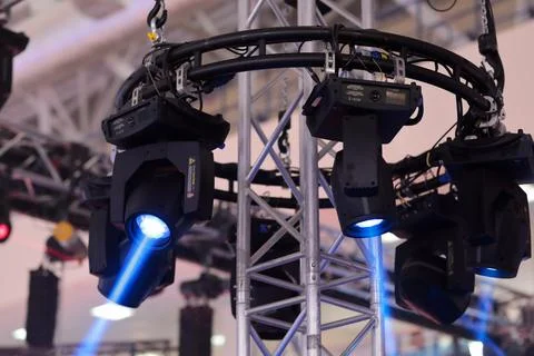 Circular truss structure and lighting fixtures Stock Photos
