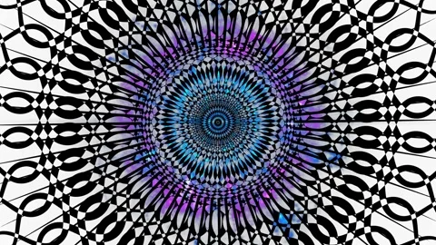 Circular tunnel mandala explosion of colors rotating, decorative animation Stock Footage 301562577