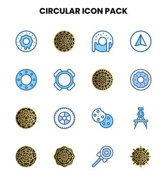 Circular Two Colour Design Icons Pack Stock Illustration