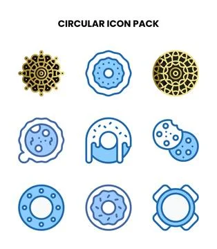 Circular Two Colour Icons Pack Stock Illustration
