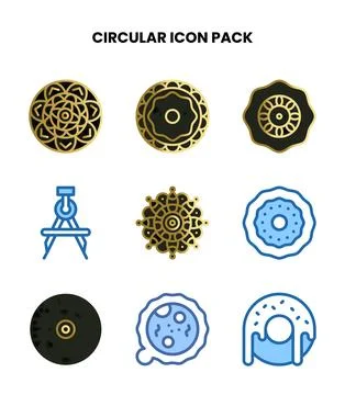 Circular Two Colour Icons Pack Stock Illustration