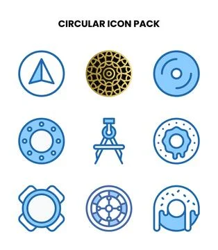 Circular Two Colour Icons Pack Stock Illustration