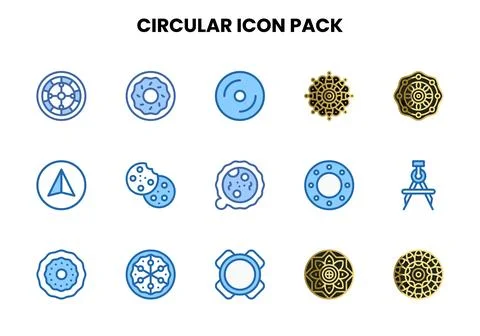 Circular Two Colour Icons Pack Stock Illustration