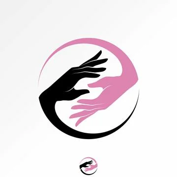 Circular two hands team partnership success sustainable element art friendly Stock Illustration